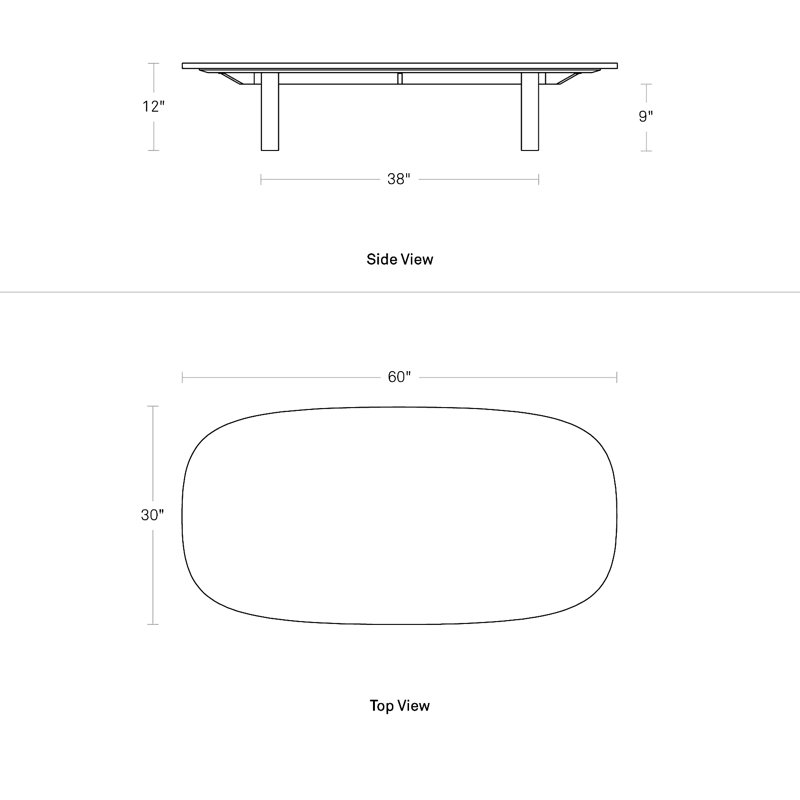Super Coffee Table, 12" H x 60" L x 30" W