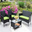 Patio d'extérieur 4 pièces: fauteuils rembourrés, table à thé et mobilier de jardin: coussins d'extérieur