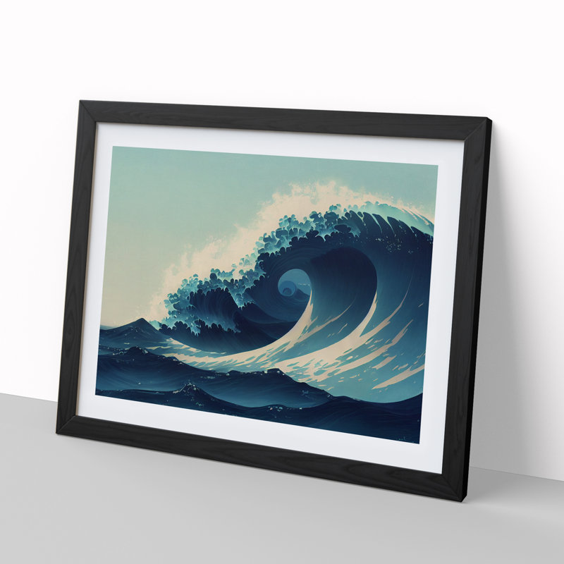 A Striking Japanese Wave - Framed Print, 25cm H x 34cm W x 2cm D, Black