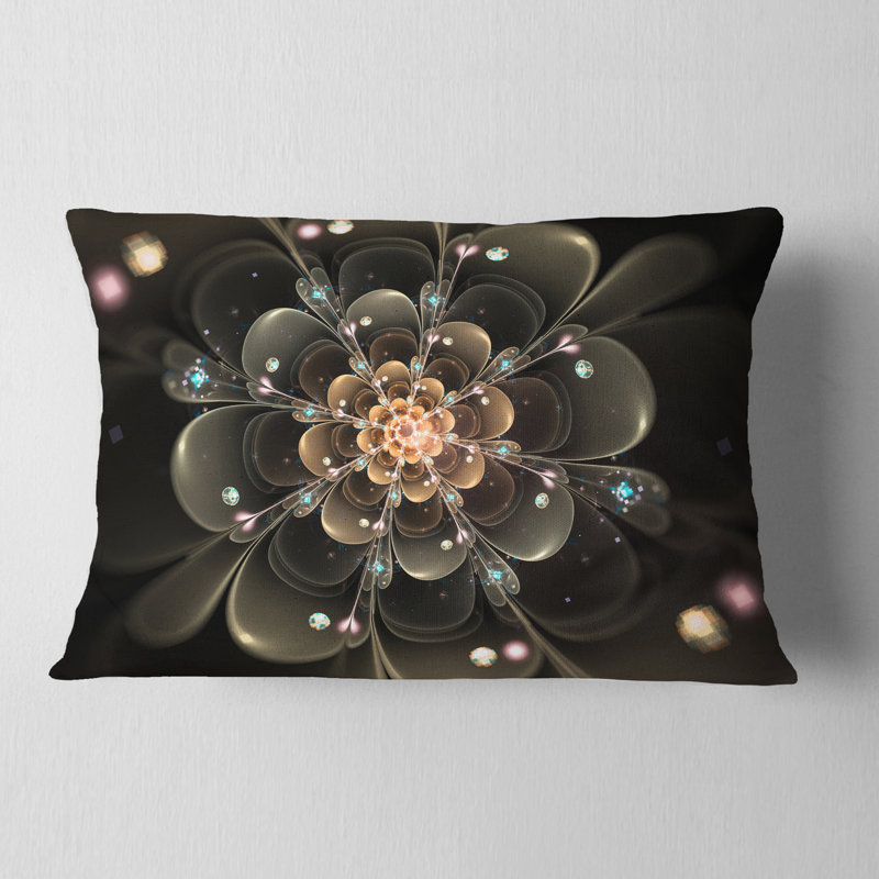 Coussin lombaire à fleurs fractales impeccable perfect, Noir / Orange