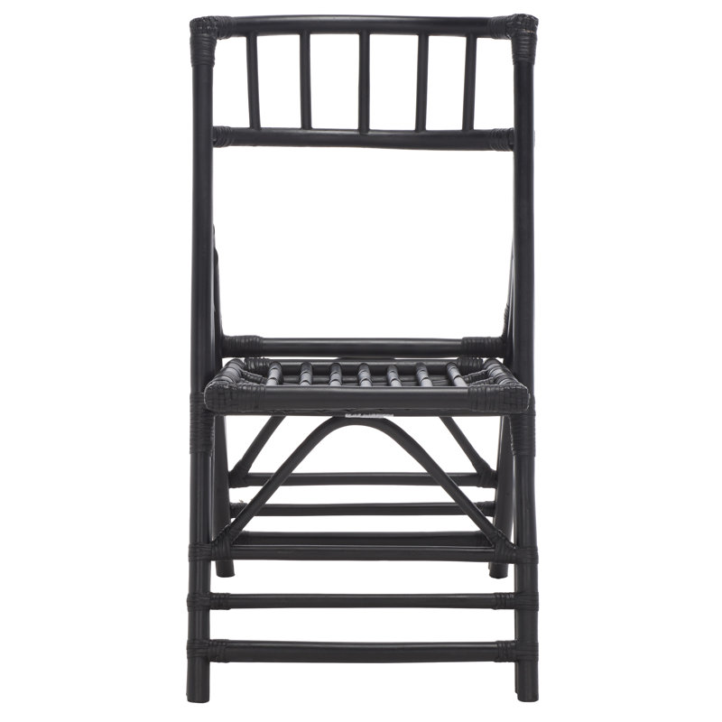 Chaise d'appoint pliante en rotin Agneda, Noir