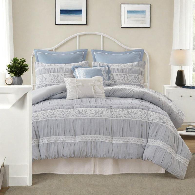 Cozy 7 Piece Bedding Sets, Polyester King Shabby Chic Home Style