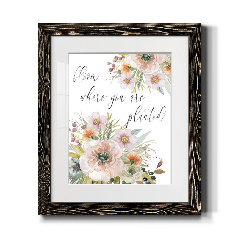 «Peach Bloom I», peinture encadrée sur papier, H 24 po x l 18 po x P 1,5 po, Noir
