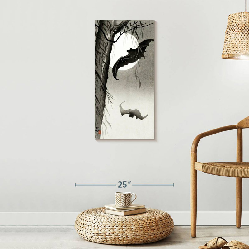 Chauves-souris et pleine lune, H 30 po x l 15 po