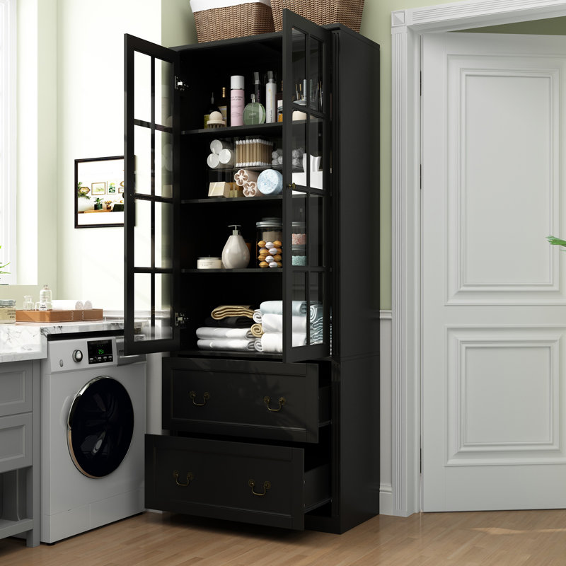 Novka Linen Cabinet, Black
