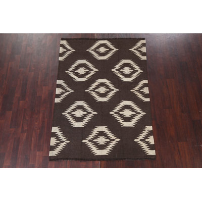 Natural Dye Geometric Kilim Oriental Area Rug 5x7