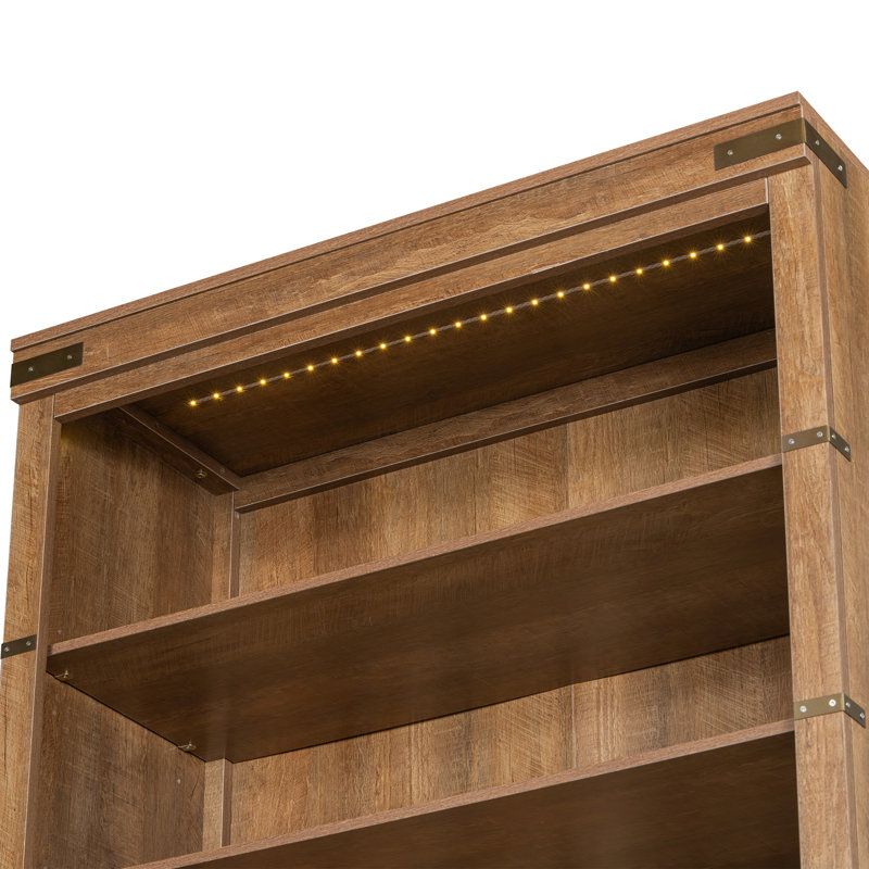 Bibliothèque de 83,4 po de hauteur avec bibliothèque réglable à 3 niveaux et tablettes DEL
