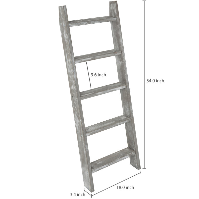 Wall-Leaning 4.5' Blanket Ladder, Grey