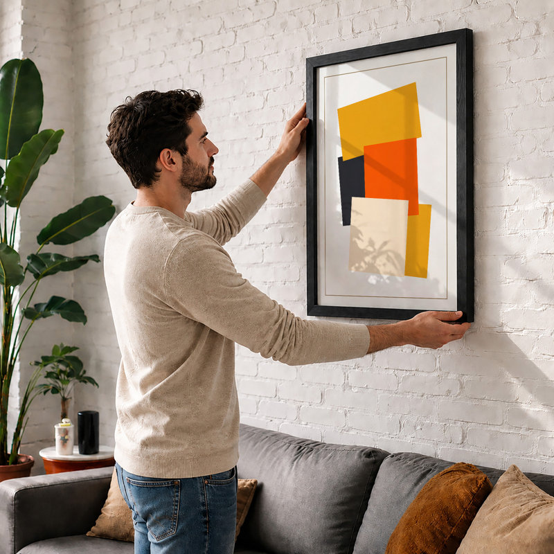 Tilted Geometry Geometric - Framed Print, A1 - 84.1 x 59.4 cm, Walnut