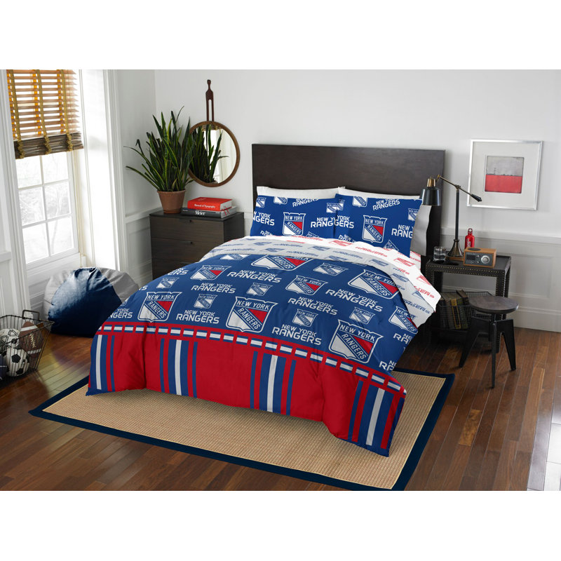 Modern & Contemporary Polyester Comforter, Queen Comforter + 4 Additional Pieces, New York Rangers