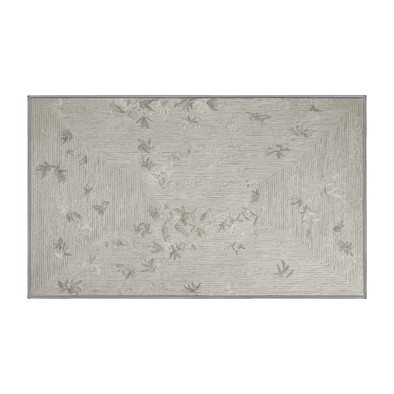Machine Washable Gray Area Rug, Rectangle 3' x 5'