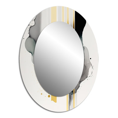 Abstrait formes transitionnelles noires II - grand miroir mural ovale sur métal