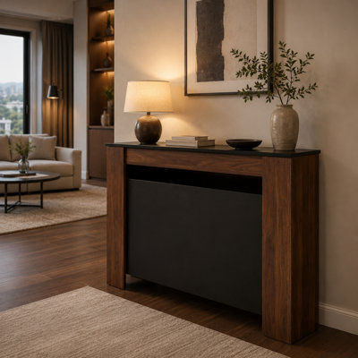 KELVIO 118.11" Extendable Console Dining Table, Multifunctional Space-Saving Convertible Table with Extension Storage