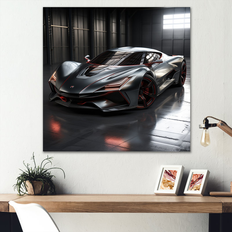 «Silver Italian Italian Car II», art mural voiture exotique, H 16 po x l 16 po x P 1 po, Toile tendue