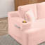 Canapé désossé avec 2 coussins supplémentaires, tissu en velours côtelé 5 places avec porte-gobelet et poche latérale avec revêtement de sol facile à installer, rose-129381567