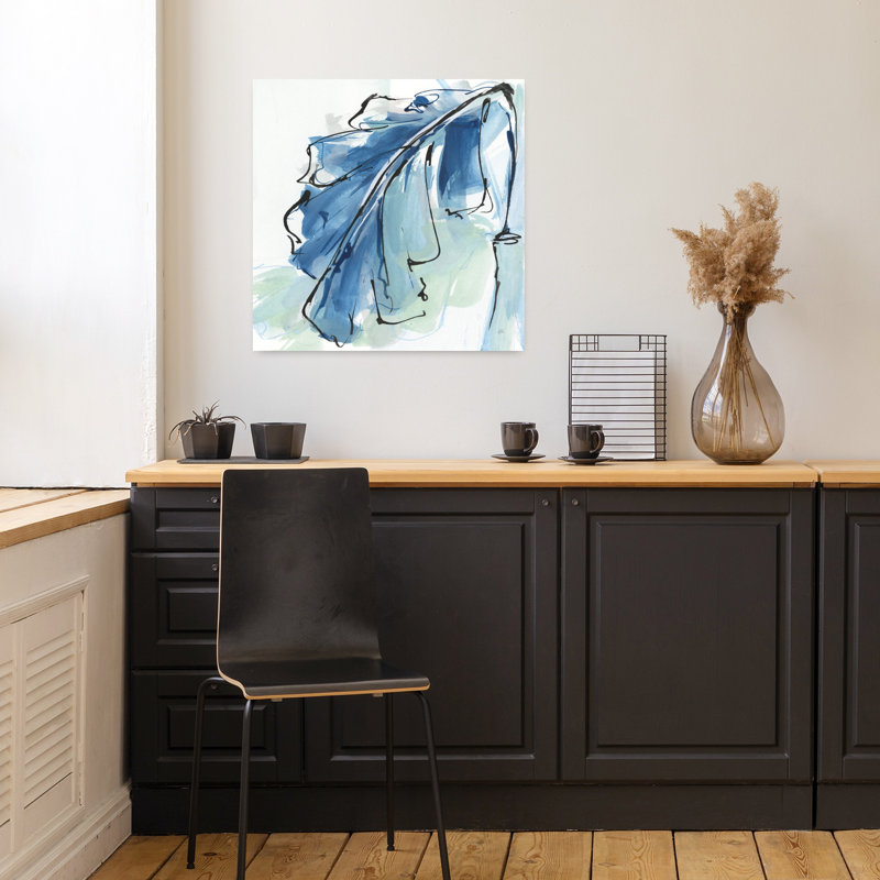 Luxe, feuille de bananier III, art abstrait de paysage tropical, H 18 po x l 18 po