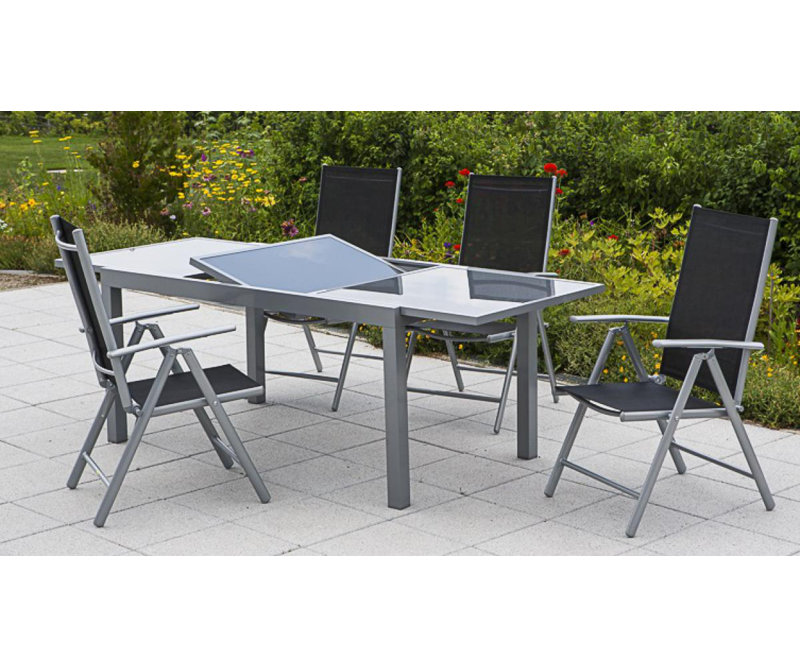 Ashmita 4 - Person Patio Dining Set Rectangular Table, Black