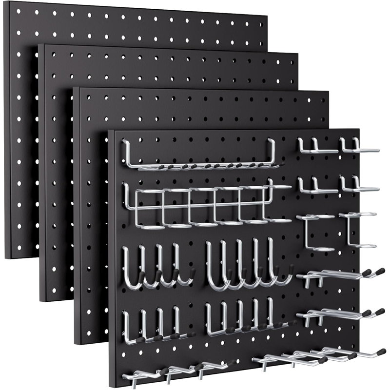 4PCS Metal Peg Board Panels with 66PCS 1/4" Pegboard Hooks Accessories Kit