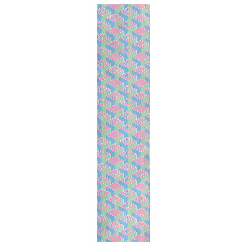 Chemin de table Classic Skyscrapers, 16 po x 72 po, Bleu / Vert / Rose