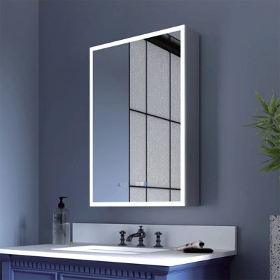 LED Lighted Medicine Cabinet With Mirror, 20*30Inches Bathroom Mirror Cabinet With Lights,Recessed Or Wall Mounted, 3 Colour Temperaturesanti-Fog