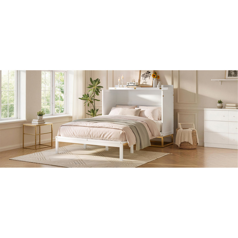 Grand lit escamotable avec rangement intégré, White