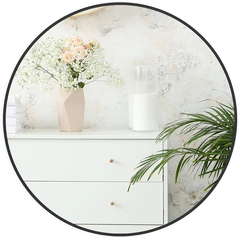 Miroir de salle de bain noir rond 24 po - Verre HD, rouille - cadre en alliage d'aluminium, sécurité incassable supérieure de 4 mm