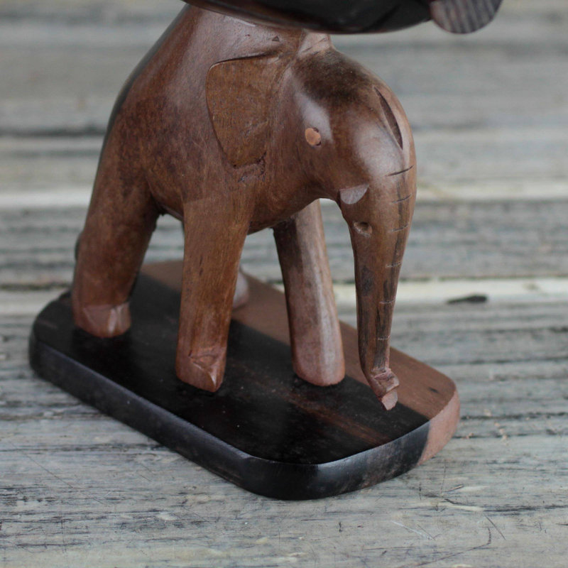 Bol décoratif en bois ébène avec éléphant Zariyah