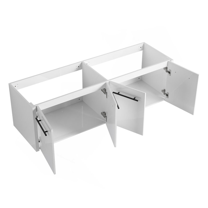 Meuble-lavabo mural 60 po (seulement le meuble, sans évier supérieur), Blanc lustré