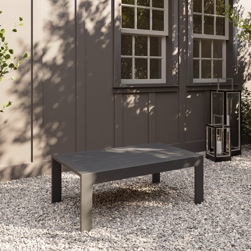 Aluminum Outdoor Patio Coffee Table, Grey