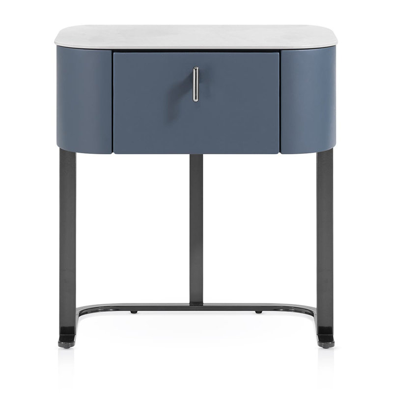 47.5cm W Metal Bedside Table, Navy Blue