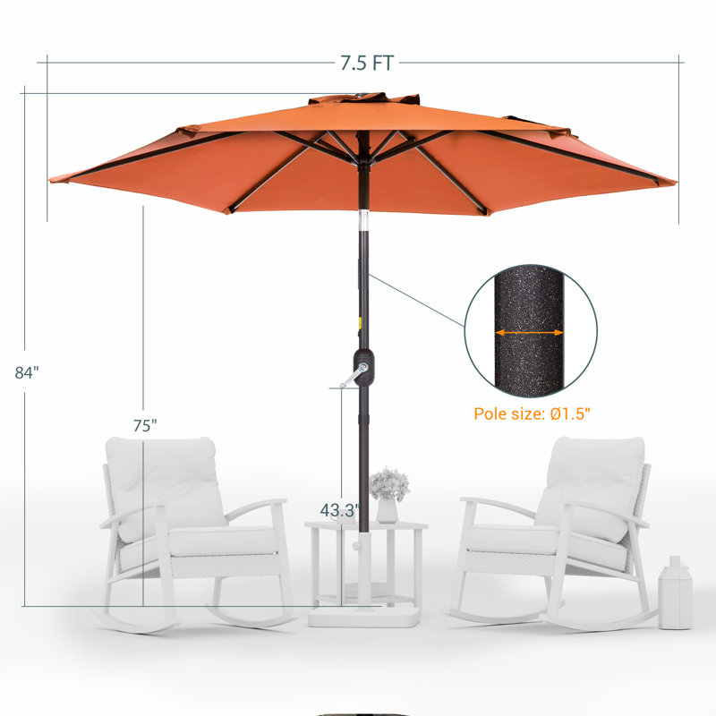 Parasol Sawyer, H 92,9 po x l 90 po x P 90 po, Orange