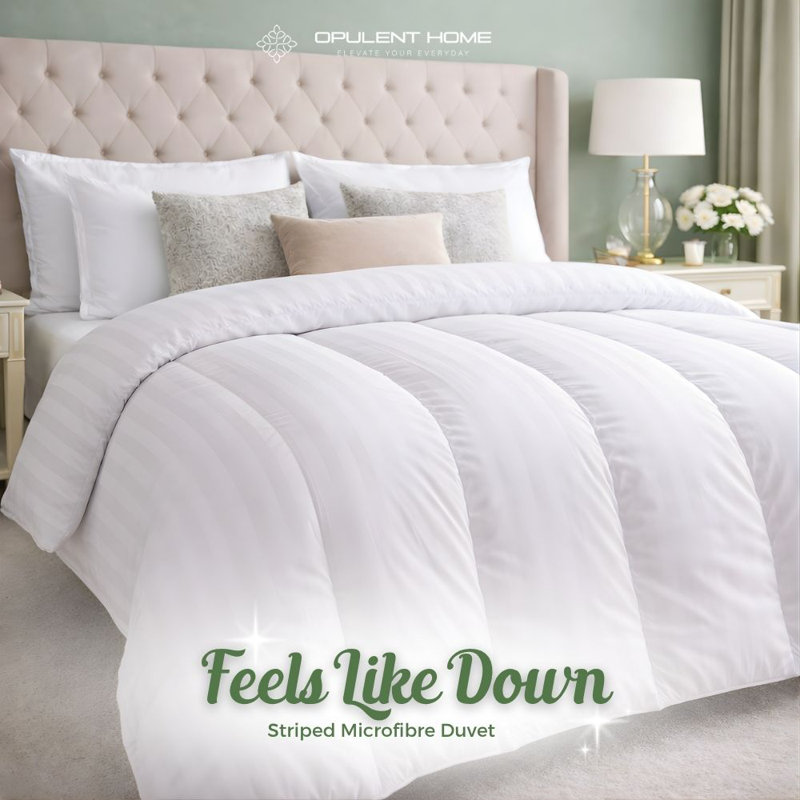 Opulent Home Premium Anti-Allergy Duvet Quilt 15 TOG - Lightweight Stripe Winter Warm Comforter Single /Double/King/Super King 