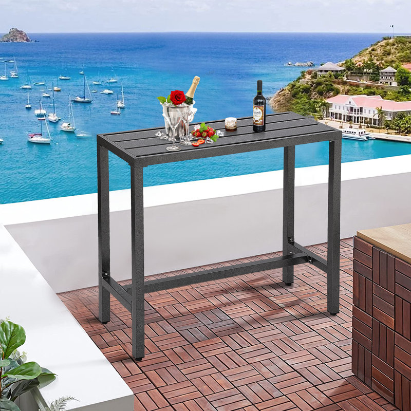 Counter Height 36.97'' Iron Bar Table, Gray, 15.6" W x 39" L
