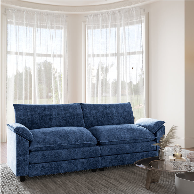 83.5" Chenille Modern Sectional Couch Sofas for Living Room, Loveseat Couches, Blue