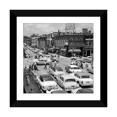 " 1950s Main Street Small Town America Intersection of Chicago and Cass Streets Joliet Illinois USA " Print