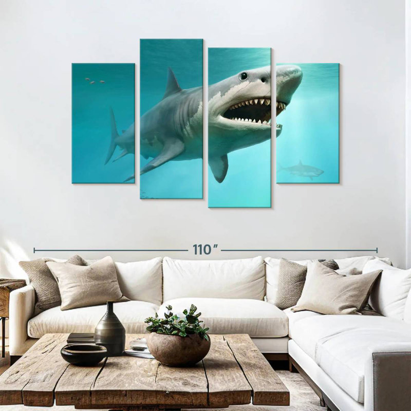 Brampt Extinct Megalodon Shark, 54" H x 84" W