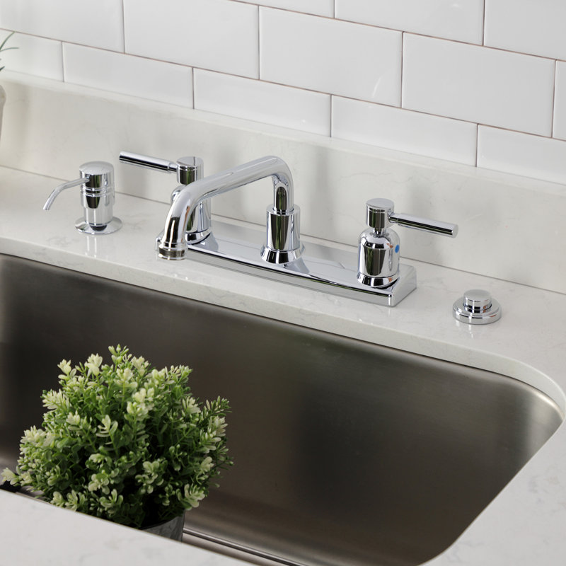 Kingston Brass Concord Two-Handle 2-Hole 8" Centerset Kitchen Faucet, Polished Chrome