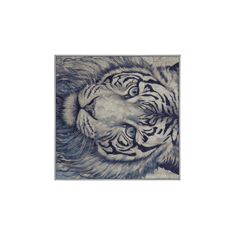 Machine Washable Gray Area Rug, Square 7'