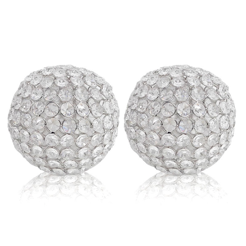 Seda 6" Silver Faux Crystal and Silver Decorative Orb Tabletop Sculpture, 5" H x 5" W x 5" D
