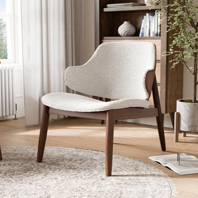 Chaise d'appoint Mid-Century moderne 23,4 po, noyer