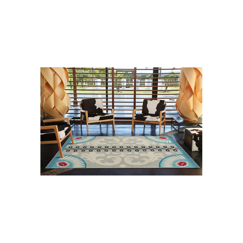 Tapis décoratif moderne avec motif de fermeture à glissière, Tapis de couloir 2 pi 6 po x 6 pi 7 po