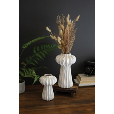  Ensemble de 2 vases en céramique blanc organique biologique de 10 po de hauteur