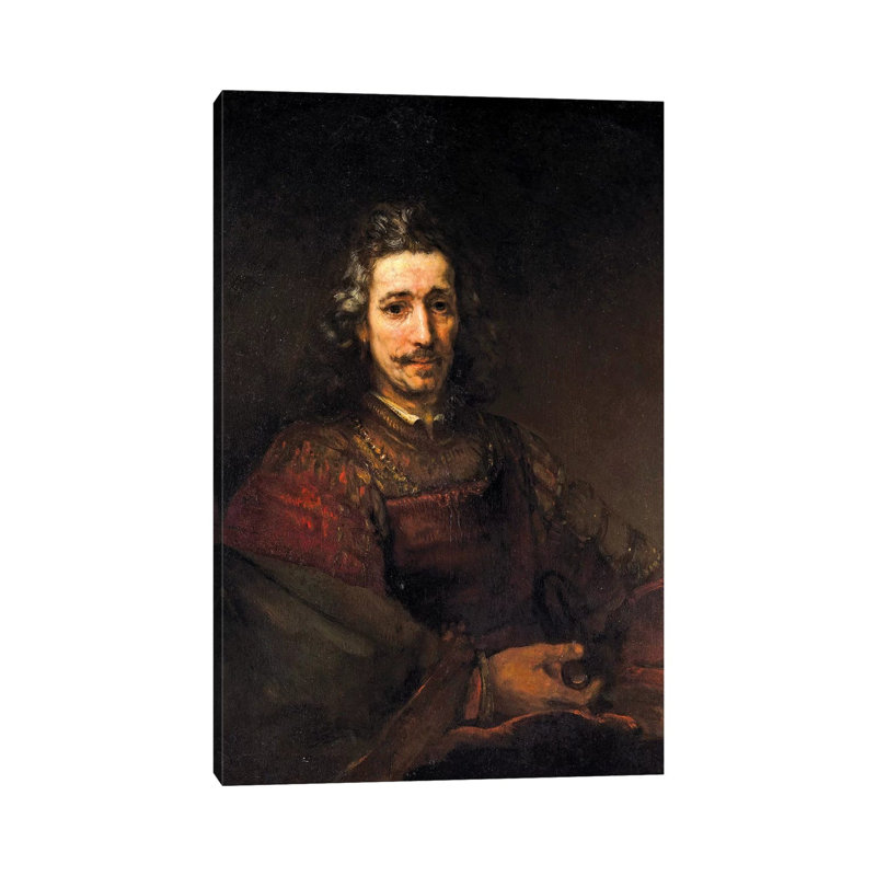 Man With A Magnifying Glass, C by Rembrandt Van Rijn - Wrapped Canvas Painting