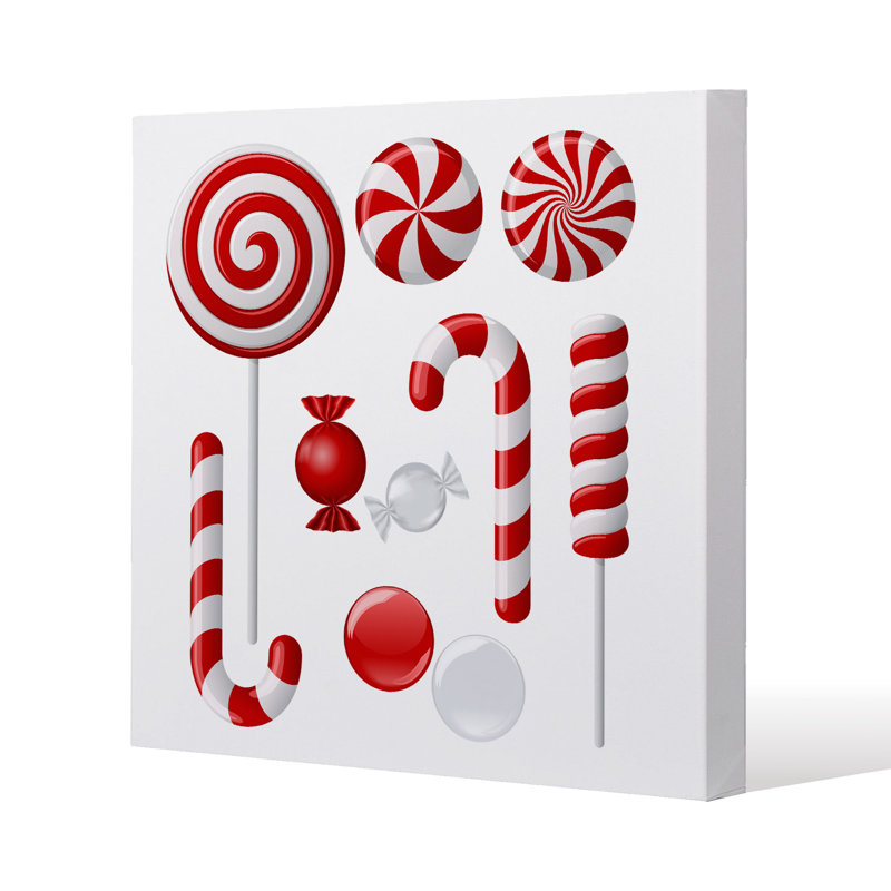 Different Red And White Candies - Wrapped Canvas Print, 46cm H x 46cm W