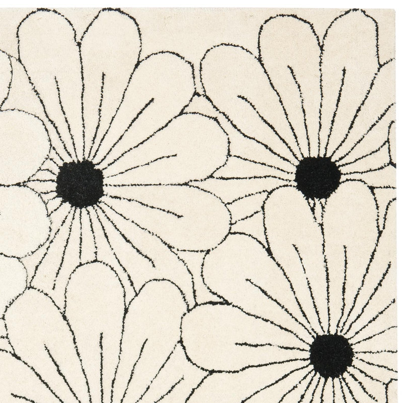 Tapis floral en laine et viscose touffeté à la main Avayah Soho, Rectangle 3 pi 6 po x 5 pi 6 po