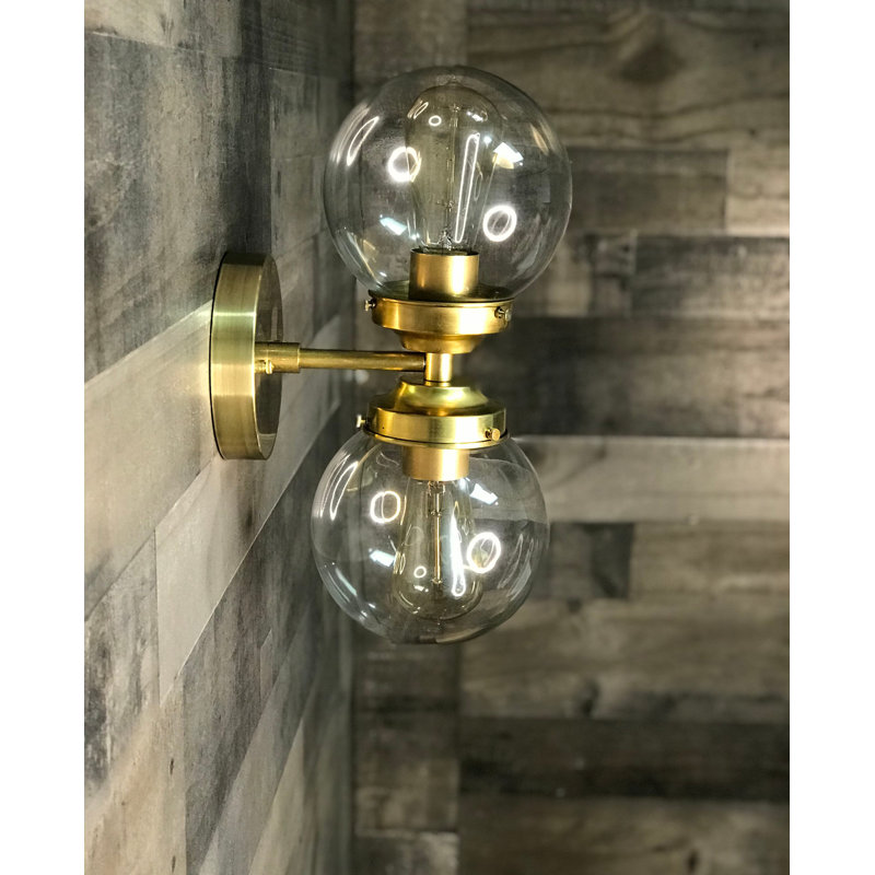 Rada Armed Sconce, Raw Brass, Clear