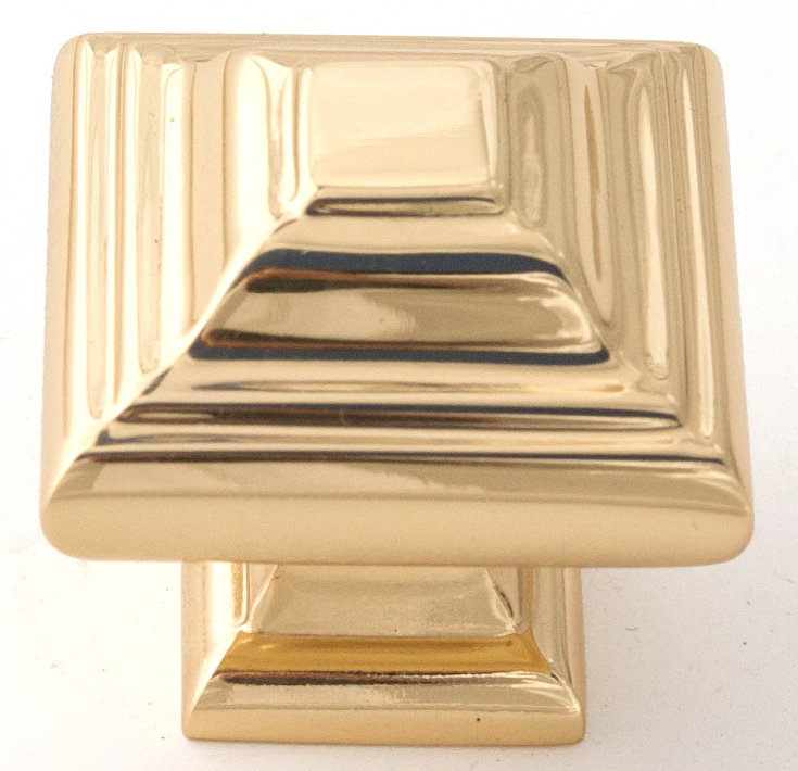 Square Knob, Polished Brass