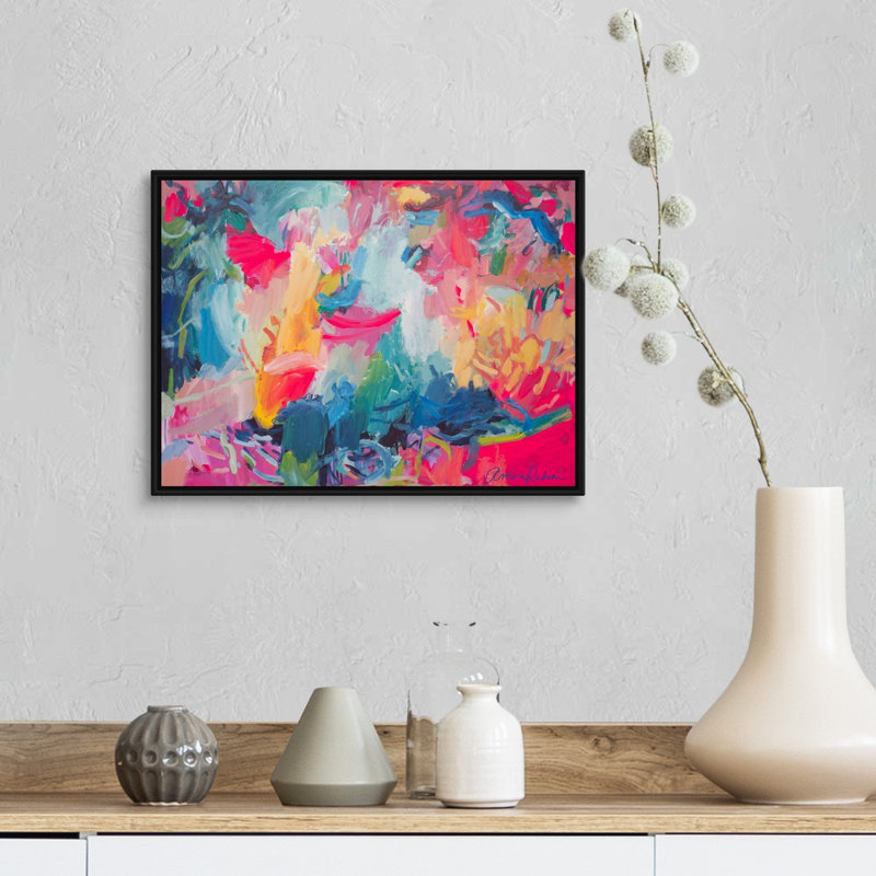 «Wild Trees Singing» par Amira Rahim - reproduction d'art, H 14 po x l 18 po x P 1,75 po, Toile avec cadre noir