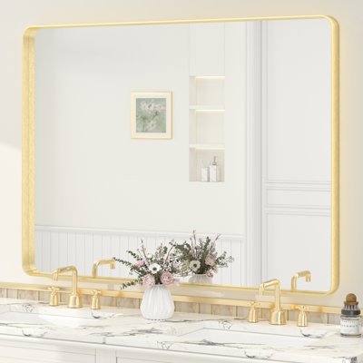 Miroir de salle de bain mural en verre trempé et métal Molly