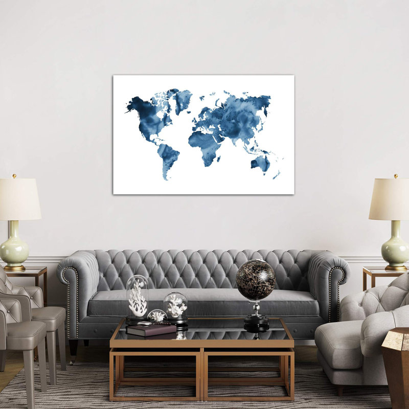 World Map - Wrapped Canvas Print, 66.04 cm H x 45.72 cm W x 1.91 cm D